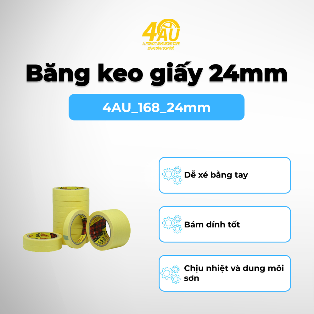 BĂNG KEO GIẤY 24MM 4AU DÁN CHE SƠN DỄ BÓC KHÔNG ĐỂ LẠI KEO