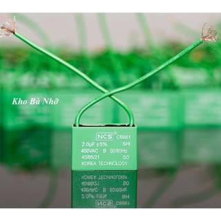 (2uf) Tụ Quạt 2uf - CBB61 450VAC tụ xanh NCS nhập khẩu mẫu mới 2026.