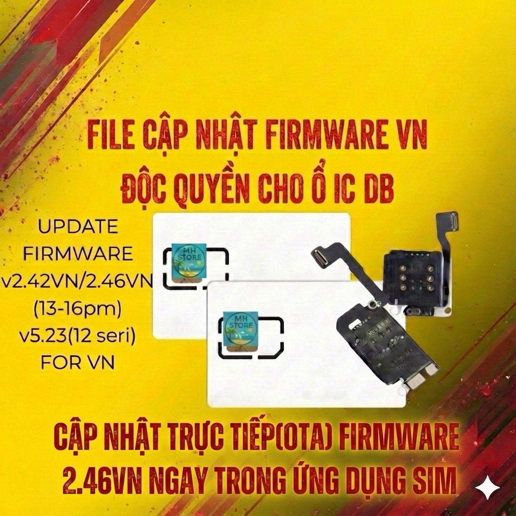 Sim nâng cấp firmware ổ sim EID/SED của DB-Sim v2.42/2.46vn (ip13-16prm) & v5.23 (ip12 seri) firmwar