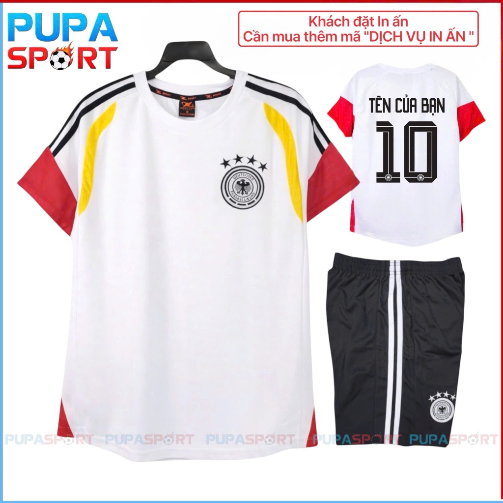 Bộ Đồ Đá Banh Hd, Tuyển Đức Traning 2026 - Màu Trắng, Vải Mè Cho Nam Nữ, Có In Tên Unisex Top Sport 