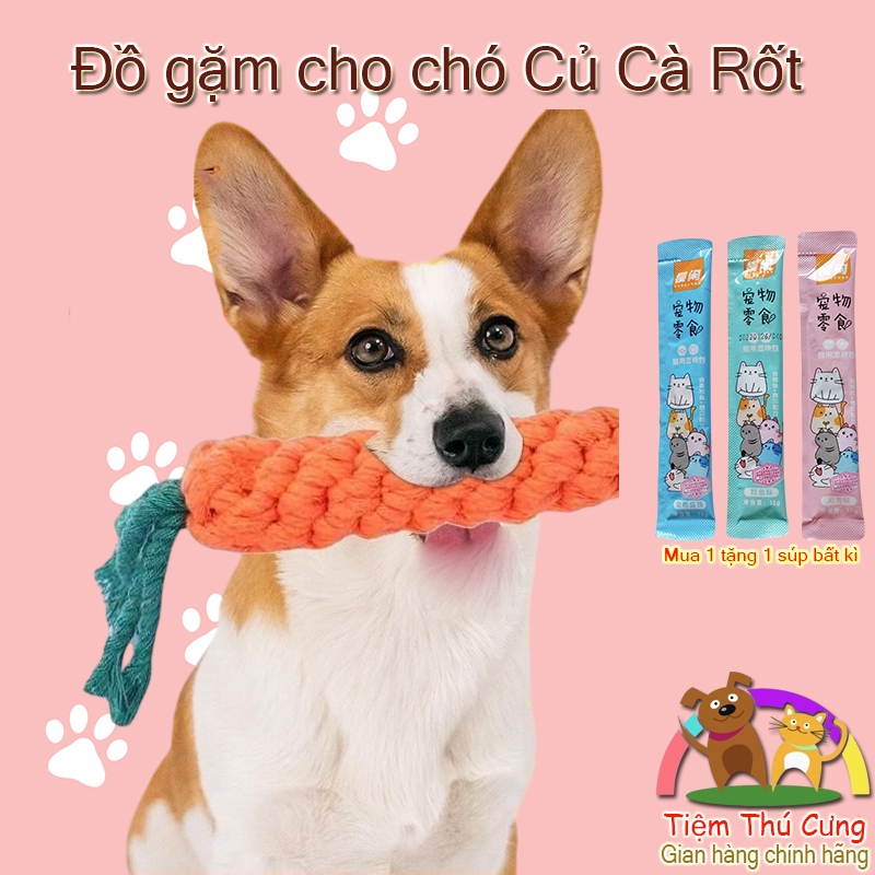 Đồ gặm dây thừng củ cà rốt cho chó mèo