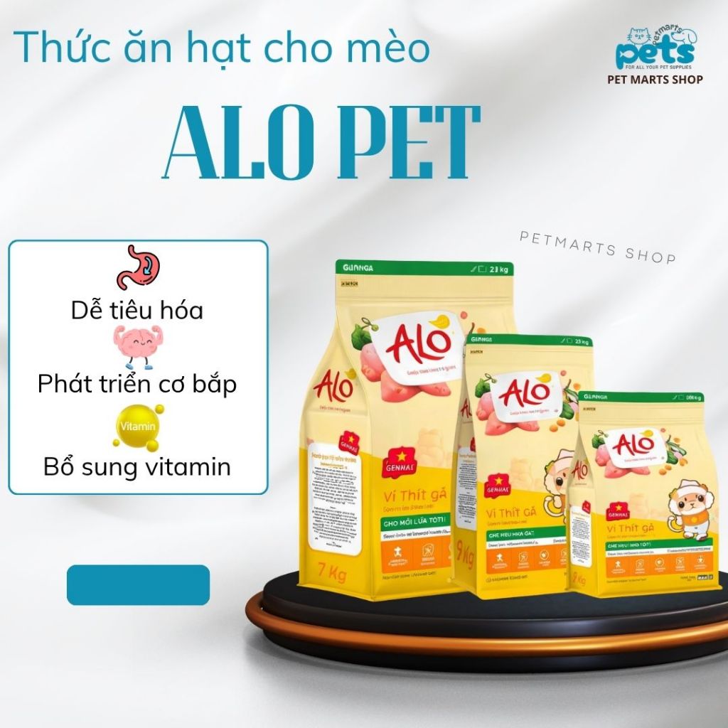 (CHÍNH HÃNG) Hạt ALO Cho Mèo Mọi Lứa Tuổi – Vị Gà Dễ Ăn – Thức Ăn Khô Cho Pet
