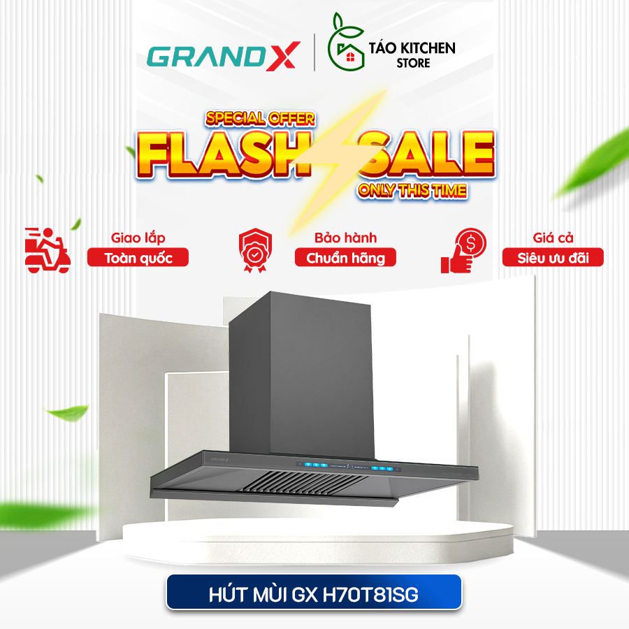 Máy hút mùi áp tường GrandX GX H70T81G(GX H70T81SG) - Công Suất Lớn, Khử Mùi Hiệu Quả, Hiện Đại
