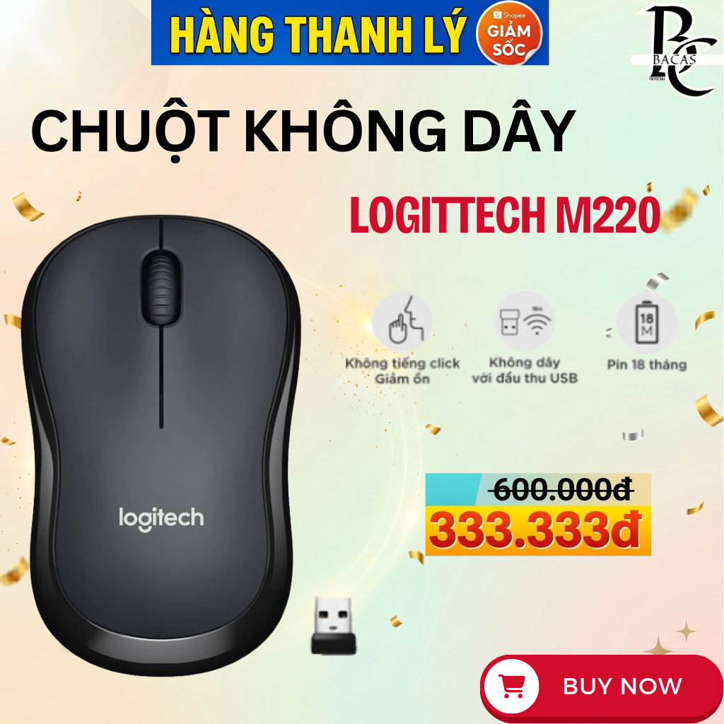 Chuột Không Dây Chính Hãng Logitech M220 Silent - Giảm Ồn, USB phù hợp PC/Laptop[ Hàng Thanh Lý]
