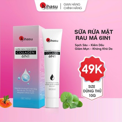 Sữa rửa mặt Rau má Kihasu Size Mini 20ml Sạch Sâu Kiềm Dầu Không Khô Da Dùng Cho Da Dầu Nhờn Mụn