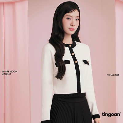 [KOL] TINGOAN® - Áo dệt kim len phối viền xanh mint 3 cúc ANNIE MOON JACKET