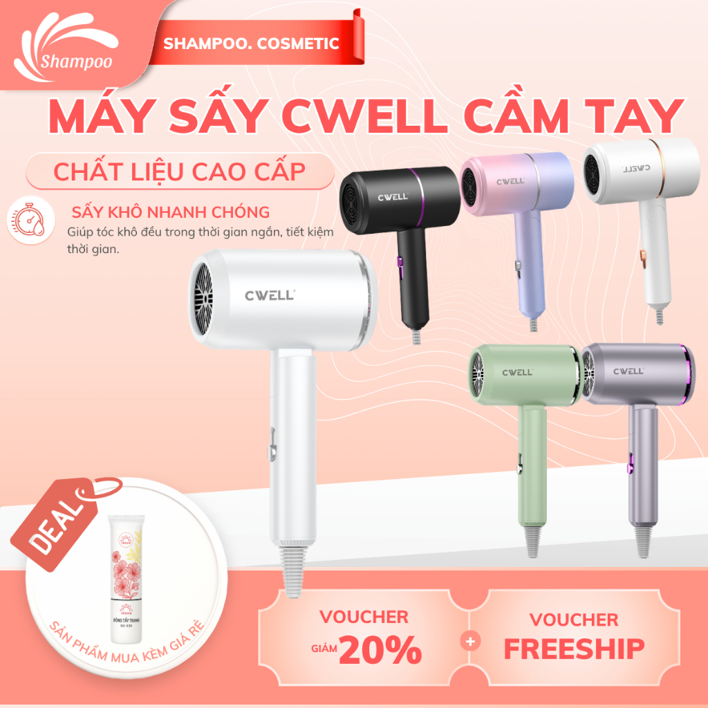 Máy sấy tóc tạo kiểu CWell model C01HD - C05HD máy sấy 2 chiều nóng lạnh tiện lợi bảo hành 12 tháng