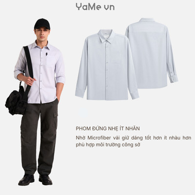 Áo Sơ Mi Nam Tay Dài CloudTouch™ Vải Oxford Mềm Mịn Ít Nhăn The Worker 006 Dáng Vừa Vặn F3 24712 |YaMe|