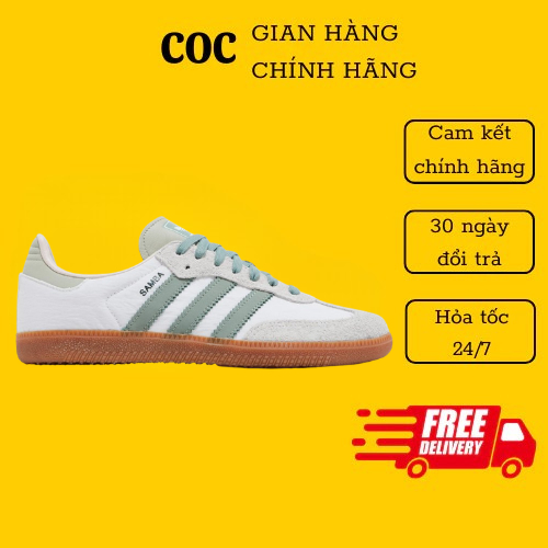 [ Authentic ] Giày Adidas Samba OG ‘White Silver Green’. Giày Sneaker Adidas Samba OG Xanh Bơ