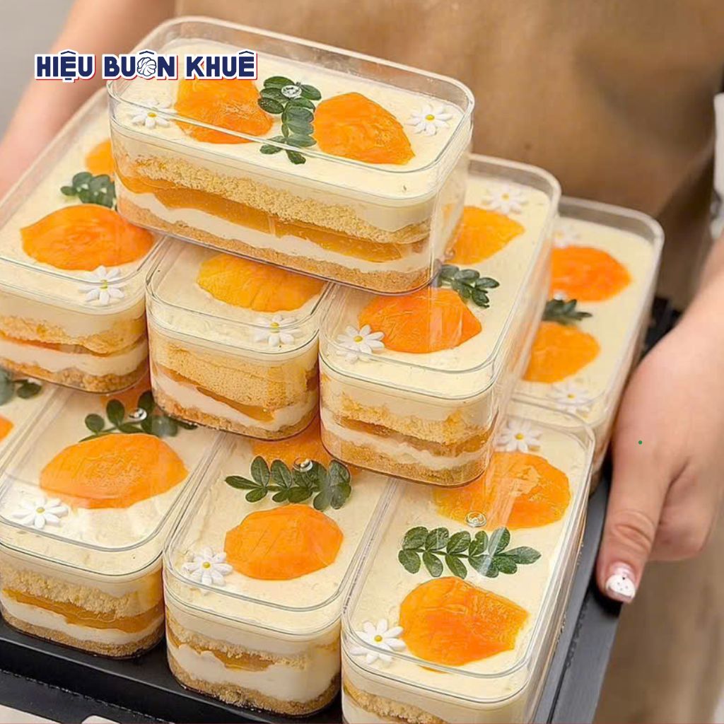 50 Hộp Mousse Cứng Đựng Bánh Lạnh, Tiramisu, Bánh Ngọt, Bánh Qui 280ml - 330ml [JL001 hoặc 1270]