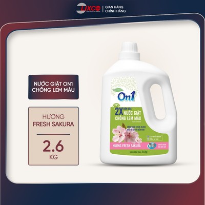 Combo 2 chai nước giặt xả On1 2.6KG các hương, sạch khuẩn, khử mùi, thơm lâu cho giặt tay và máy