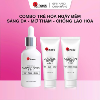 Bộ sản phẩm Kihasu Serum Collagen 50ml Và Kem Dưỡng 10g Collagen Ngày Đêm Sáng Da, Mờ Thâm, Chống Lão Hóa Vượt Trội