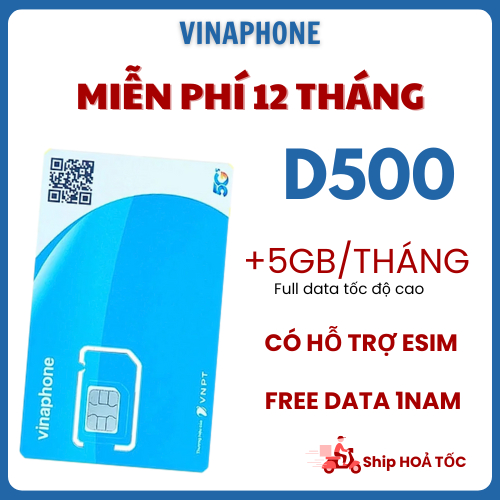 Esim Vinaphone 4G Gói D500 Miễn Phí 1 Năm Không Mất Phí - Full 5GB/Tháng Sài Mạng Tốc Độ Cao