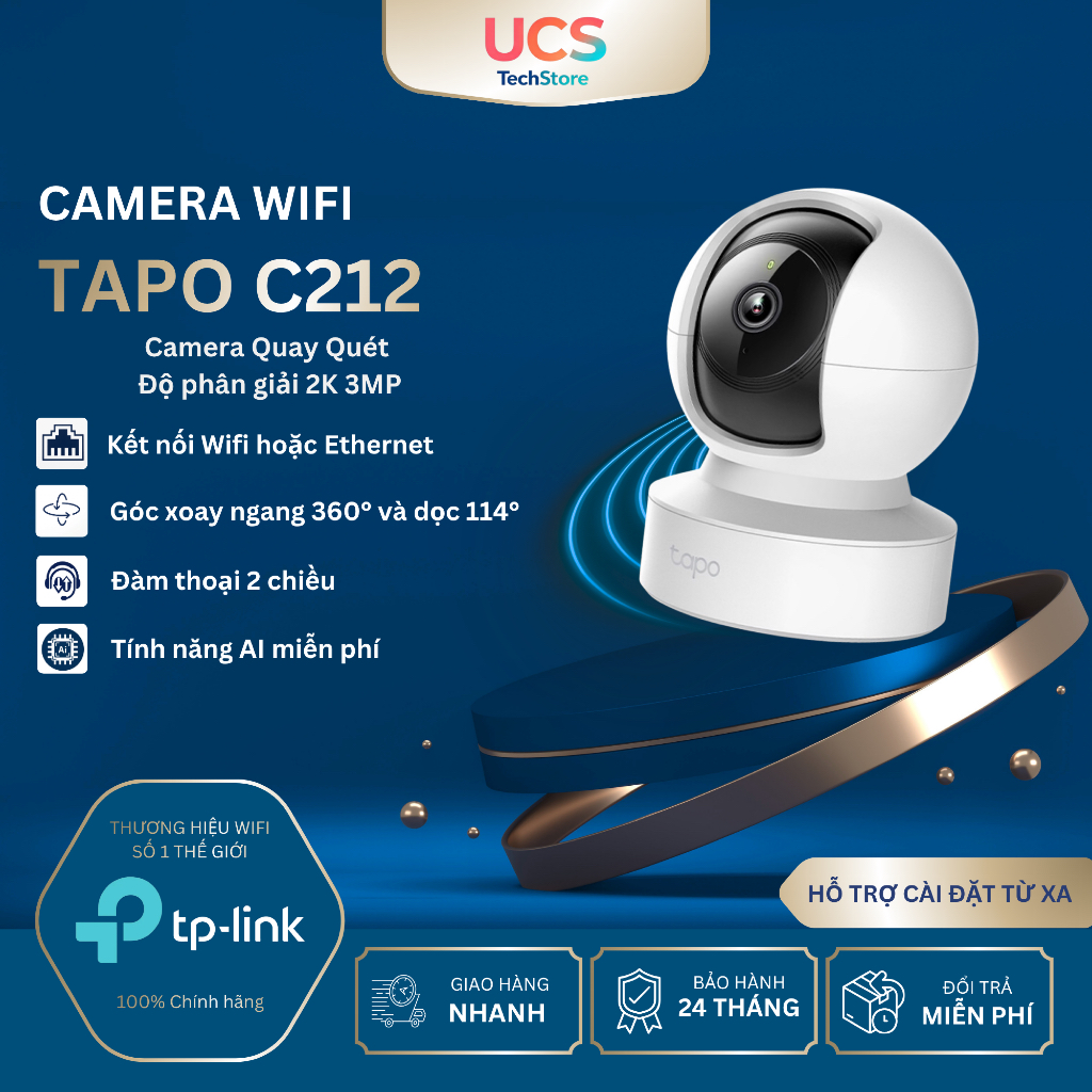 Camera WiFi TP-Link Tapo C212 2K 3MP – Quay 360°, AI, Đàm Thoại 2 Chiều