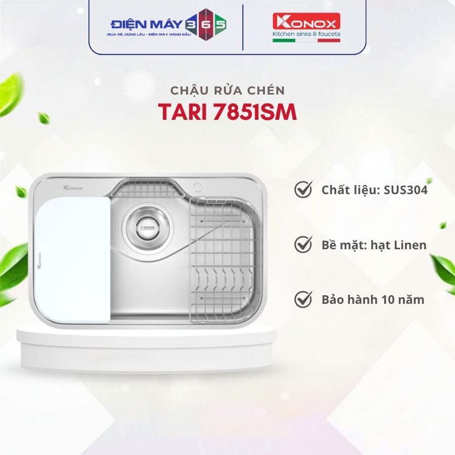 Chậu Rửa Konox TARI 7851SM 2 Hố – Lòng Sâu, Chống Bám Bẩn