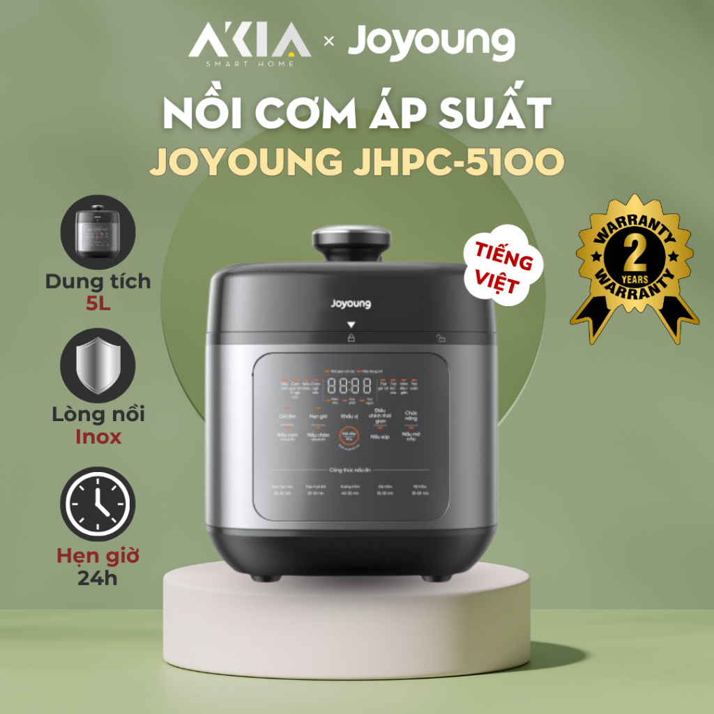 Nồi cơm áp suất JOYOUNG JHPC-5100 - 12 chức năng nấu sẵn, 2 lòng nồi chuyên biệt - Bảo hành 2 năm