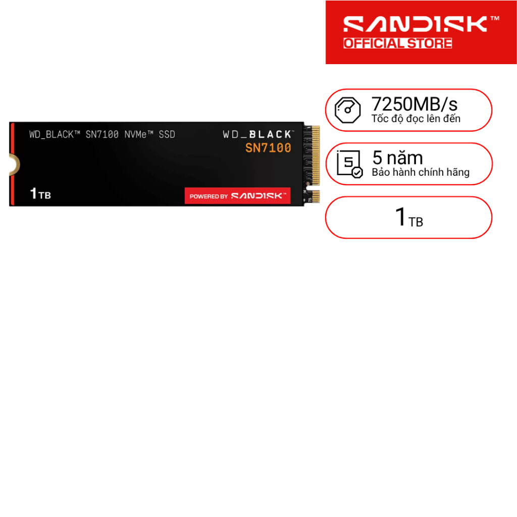 [HỎA TỐC HCM] SSD gắn trong WD 500GB/1TB Black SN7100 PCle Gen4x 4 NVMe M.2 - Bảo Hành 5 năm
