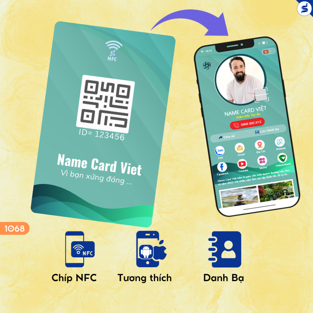 Danh thiếp thông minh Ecard NFC, thẻ cá nhân 4.0 tích hợp QR Code, profile online sang trọng