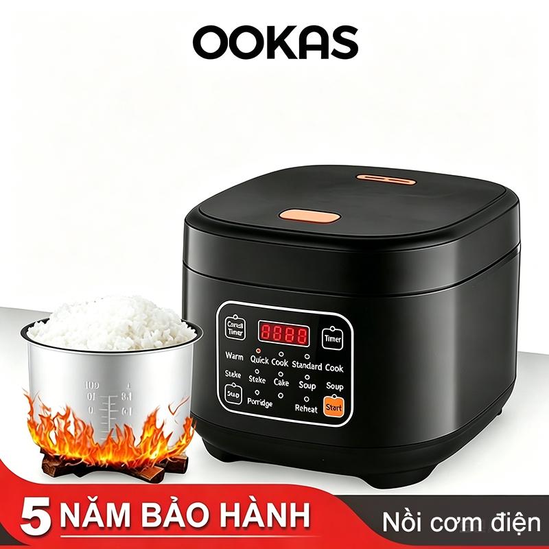 OOKAS Nồi cơm điện 6L nồi cơm điện đa năng mini đa năng dung tích nồi cơm điện tử nồi cơm điện nhỏ