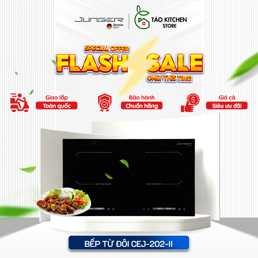 Bếp Điện Từ Đôi JUNGER CEJ-202-II – Bếp Từ Hồng Ngoại Mặt Kính Chịu Nhiệt