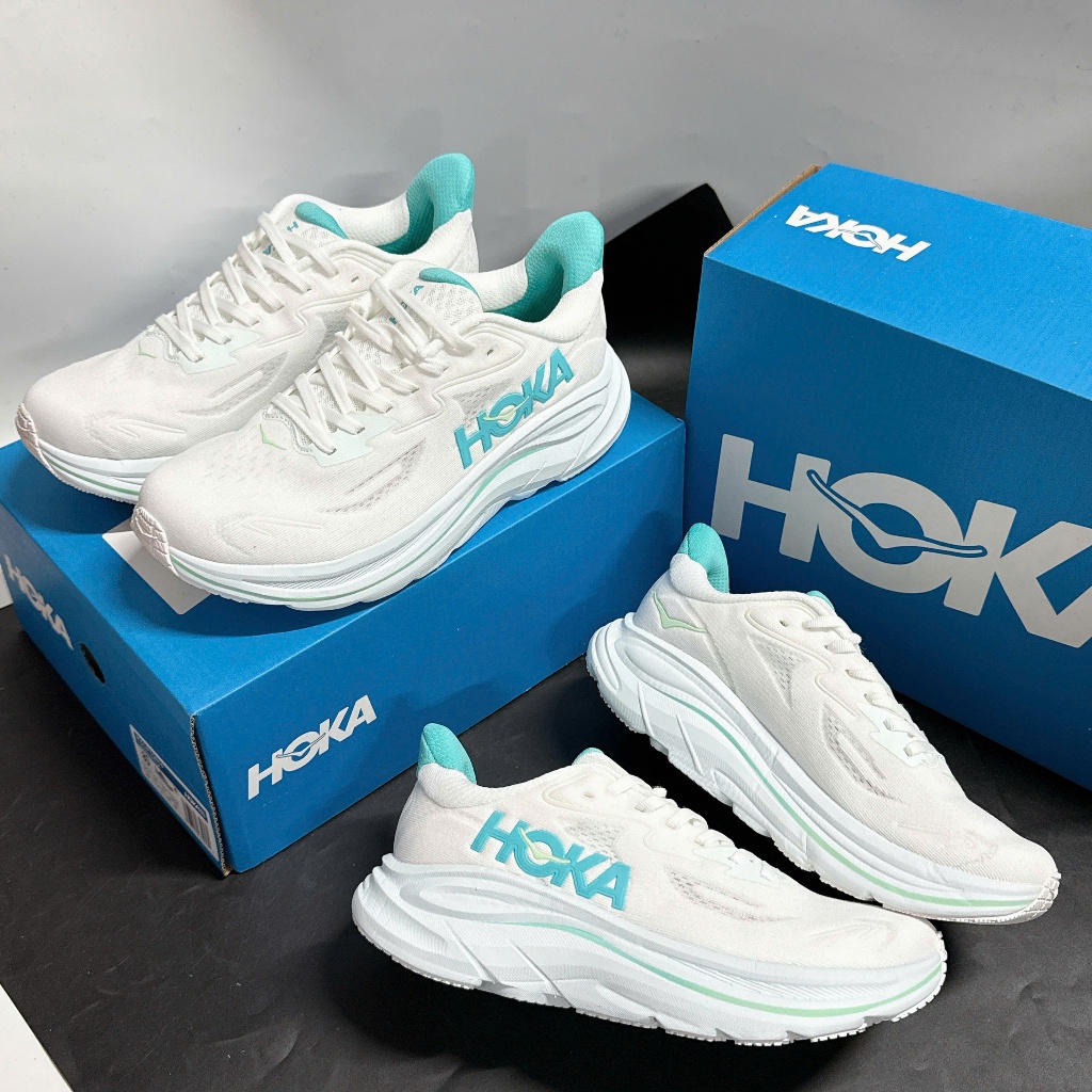 Giày Chạy Bộ Hoka Clifton 10 Wide - White/Cielo Blue