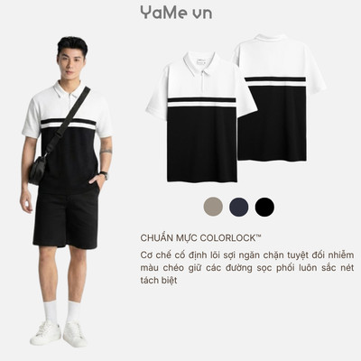 Áo Polo Nam Khóa Kéo ColorLock™ Vải Thoát Nhiệt Khóa Sâu Sợi Màu Chống Lem The Weekend 006 Dáng Vừa Vặn F3 24816 |YaMe|