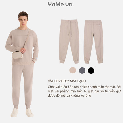 Quần Bo Ống IceVibes™ Vải Chạm Da Mát Mịn Co Giãn Thoải Mái The Minimalist 01 Dáng Vừa Vặn F3 22612 |YaMe|