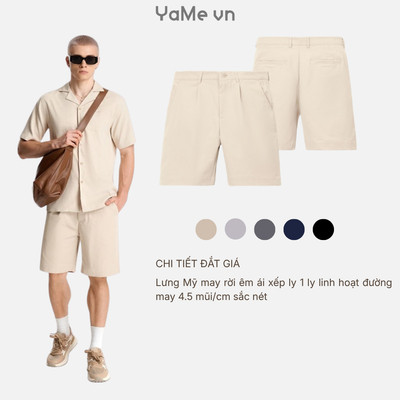 Quần Đùi Kaki Nam Ống Suông DurableTex™ Đứng Dáng The No Style 198 Dáng Vừa Vặn F3 24151 |YaMe|