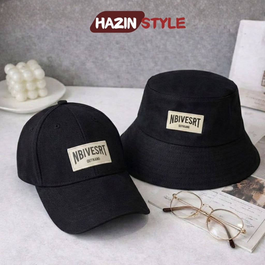 Mũ lưỡi trai bucket cặp đôi couple HAZIN thêu chữ thời trang nam nữ, phong cách Hàn Quốc