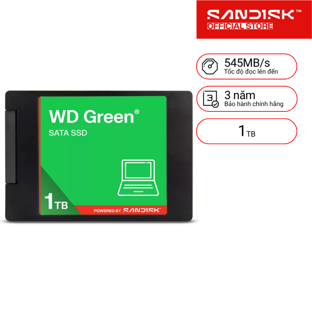 SSD gắn trong WD Green 2.5 inch SATA III 500GB/1TB  upto 545MB/s - Bảo Hành 3 năm