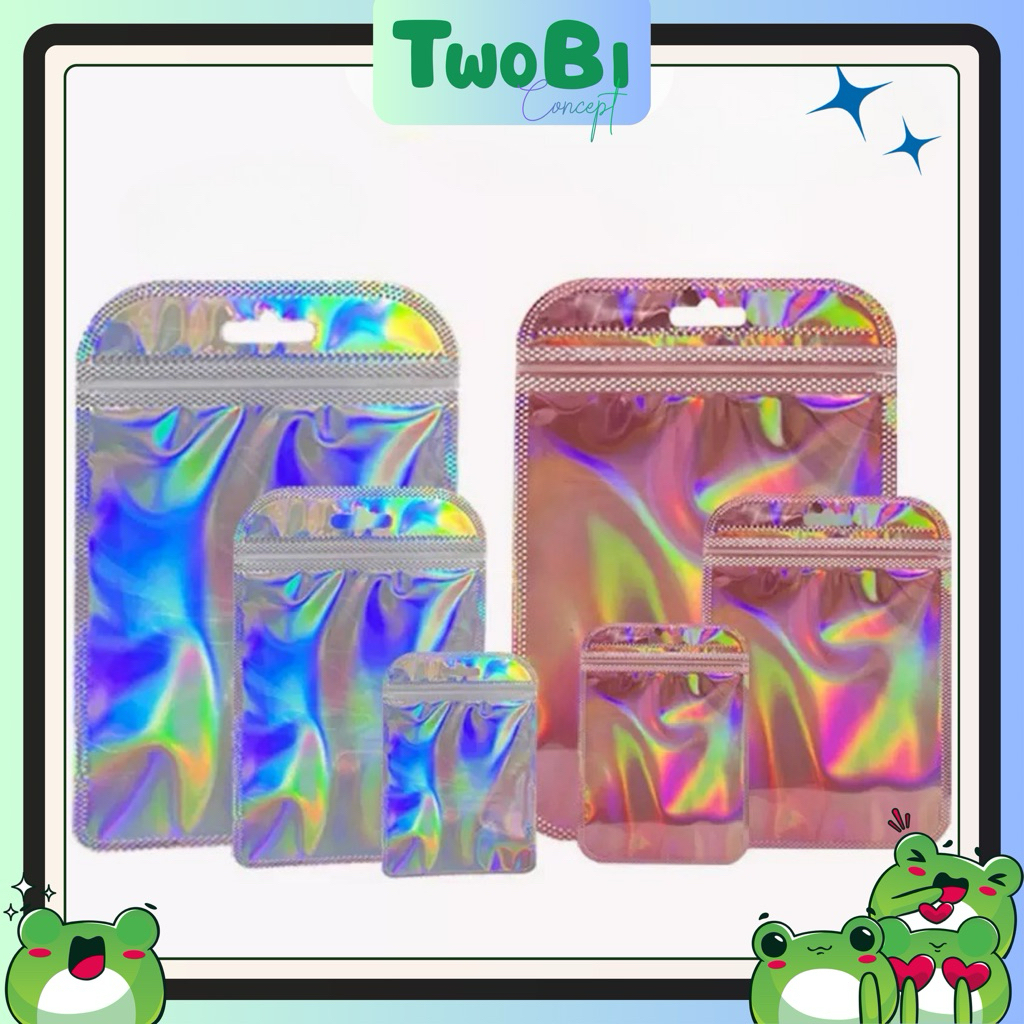[Combo 10 Cái] Túi Zip Hologram Bạc/Hồng Phản Chiếu 7 Màu – Túi Zip Túi Bạc Đựng Móc Khóa, Trang Sức