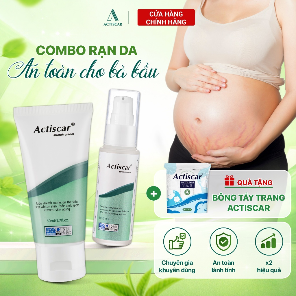 Combo kem rạn da Actiscar  và serum rạn da hỗ trợ rạn đỏ rạn trắng lâu năm