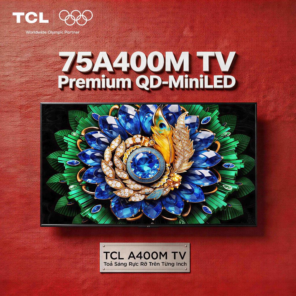 【QD-MiniLED Premium】TV 75inch 4K+144Hz, TCL A400M, Thiết Kế Nguyên Khối Siêu Mỏng