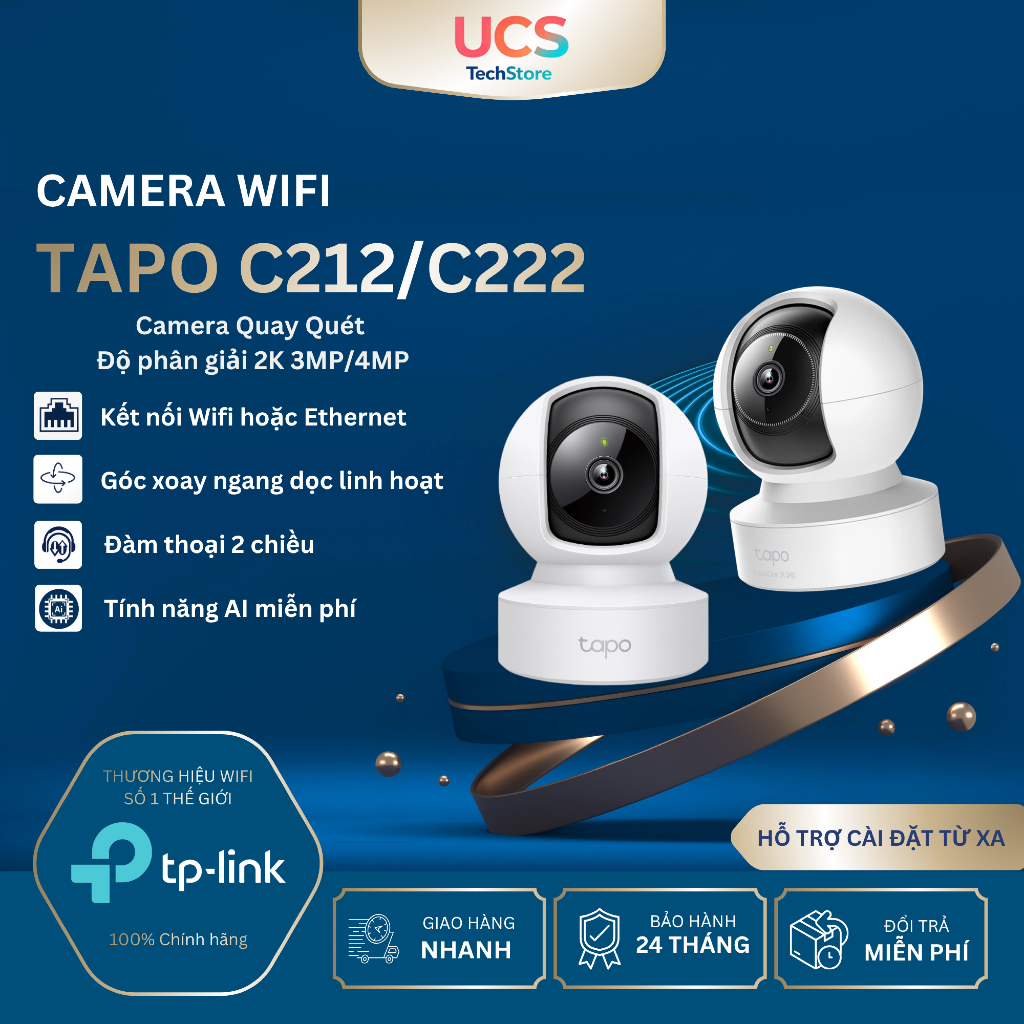 Camera WiFi TP-Link Tapo C212 / C222 2K – Quay 360°, AI, Đàm Thoại 2 Chiều