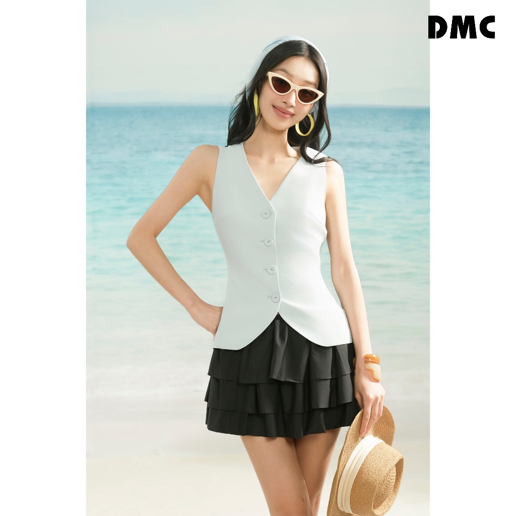 Áo ghile nữ xanh thời trang DMC (Blue Woven Waistcoat)