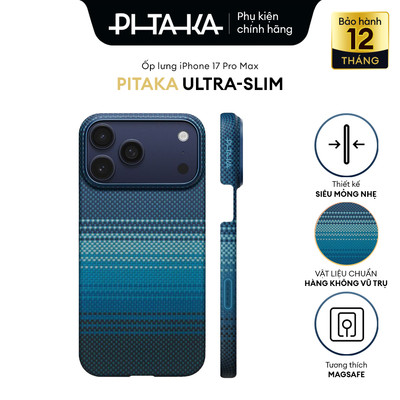 [IP 17 Pro Max] Ốp lưng PITAKA Ultra-Slim (with PitaTap) – Sợi Aramid Siêu Mỏng, Cao Cấp, Tích Hợp Magnetic BH 12 THÁNG