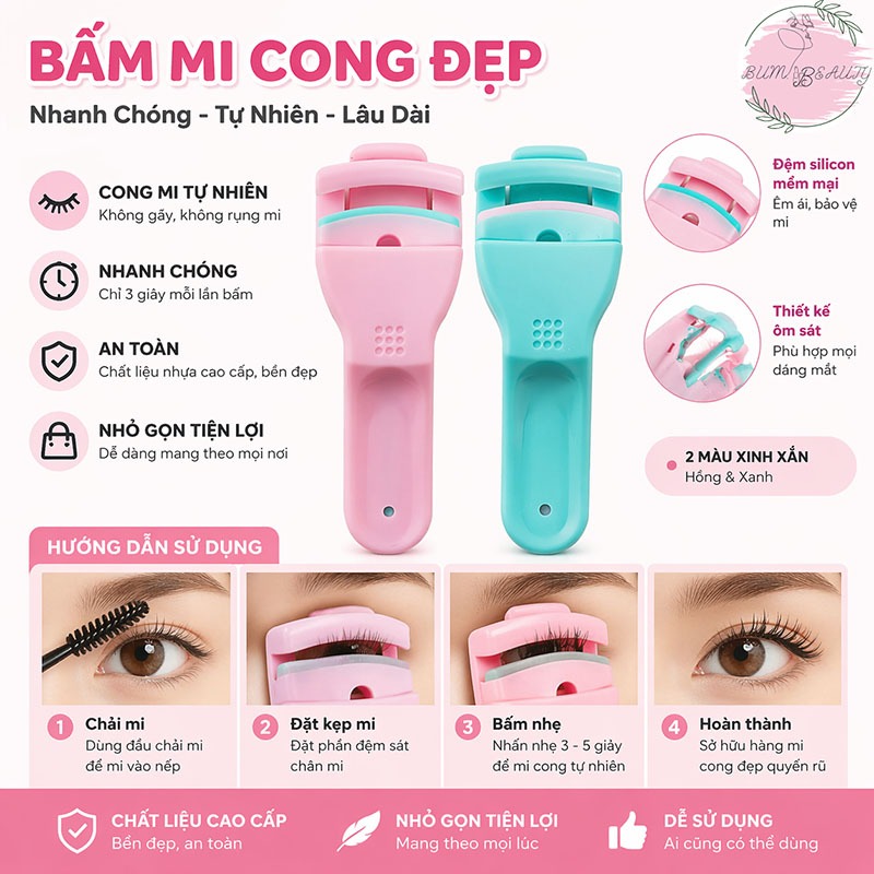 Bấm Mi Imax 3D Full Box, Dụng Cụ Bấm Cong Mi Tự Nhiên Không Gãy Mi, Kẹp Mi Cao Cấp Silicon Êm Ái
