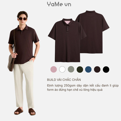 Áo Polo Nam Vải Cá Sấu Phối Màu ColorLock™ Mặc Thoáng Mát Giữ Màu Tốt Non Branded 056 Dáng Ôm Vừa F2 24650 |YaMe|