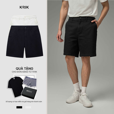 Quần Short Kaki Nam KRIK Form Classic Chất Liệu Cotton Cao Cấp, Hiệu Ứng Xước Phong Cách Trẻ Trung Dễ Phối QS8177