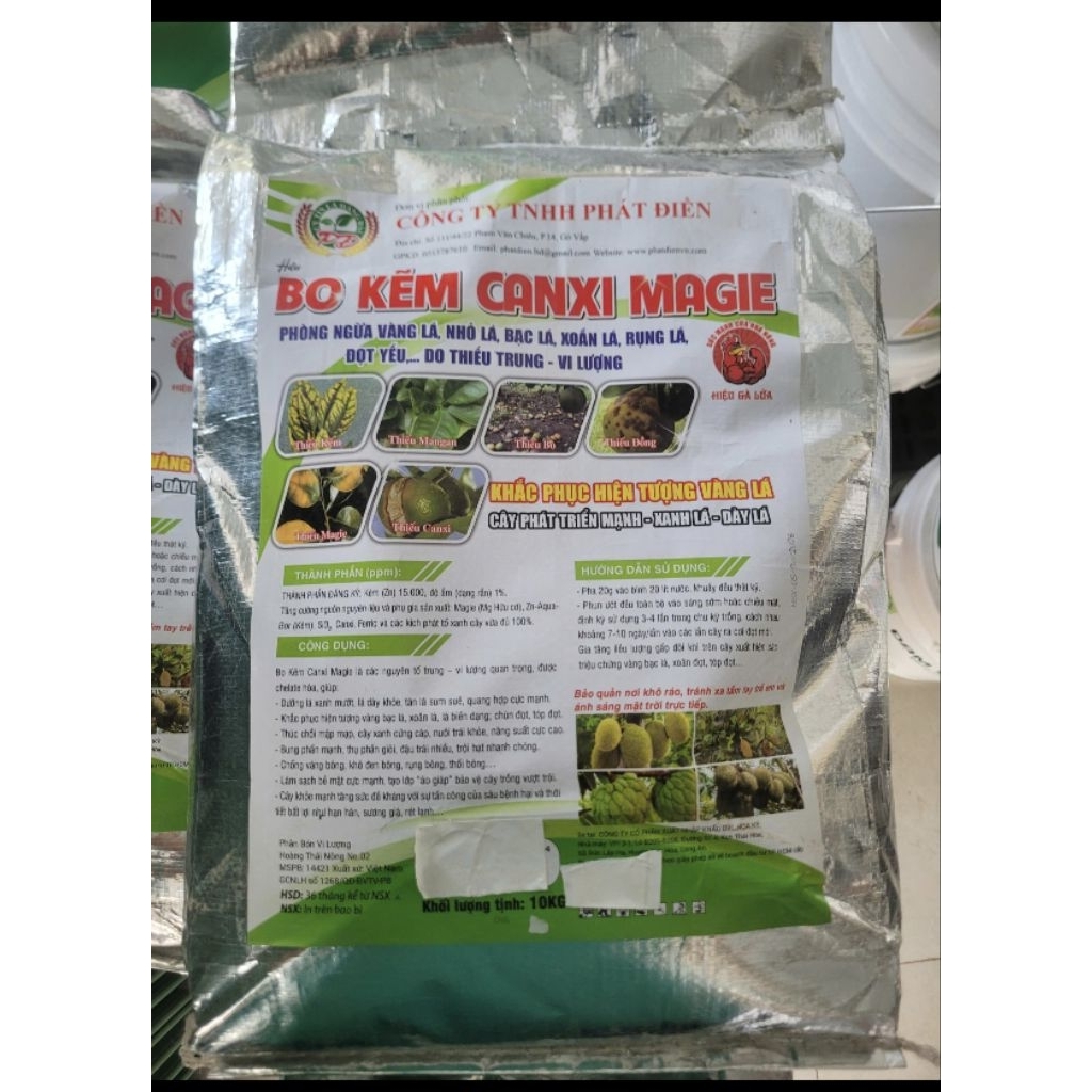 BO KẼM CANXI MAGIE - BAO 10KG, 1 KG PHA 400L.