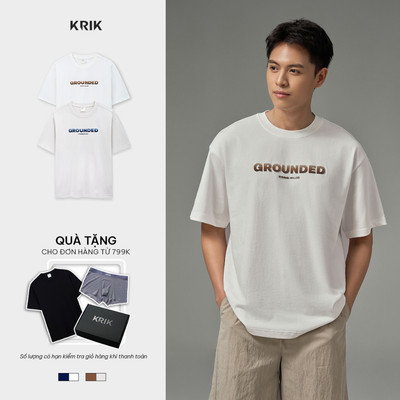 Áo Phông Nam KRIK Form Classic Chất Cotton Cao Cấp Thiết Kế Hình Thêu Trước  Ngực Độc Đáo AP1486