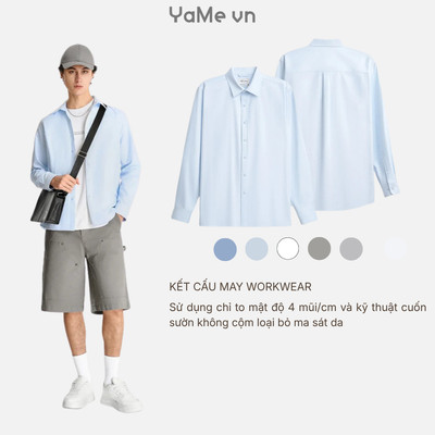 Áo Sơ Mi Nam Khoác ColorLock™ Vải Oxford Dày Dặn Giữ Màu The No Style 223 Dáng Vừa Vặn F3 24625 |YaMe|