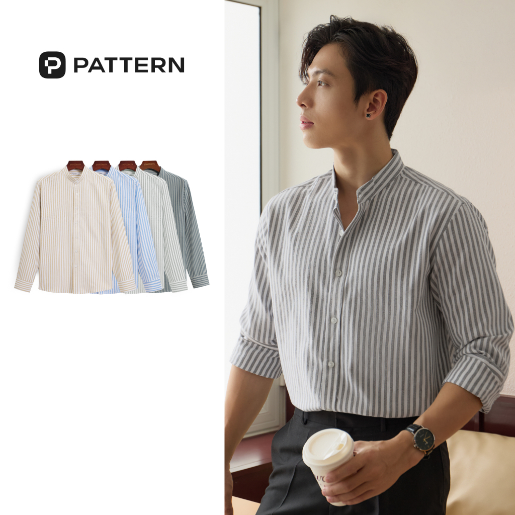 Áo Sơ Mi Cổ Tàu Dài Tay Kẻ Sọc Oxford PATTERN PA043
