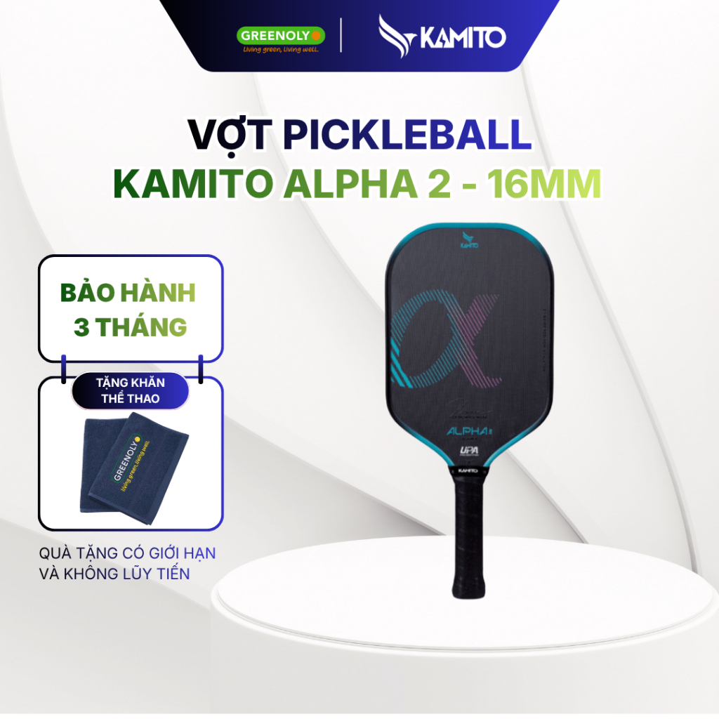 Kamito Vợt Pickleball Alpha 2 Phiên Bản Chữ Ký 16mm -  Màu Xanh Ngọc