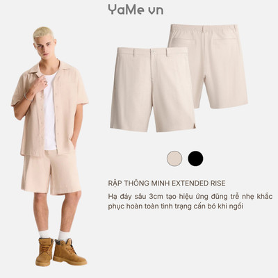 Quần Đùi Kaki Nam AirDry™ Sợi Rayon Mướt Da The No Style 219 Dáng Rộng Rãi F4 24858 |YaMe|
