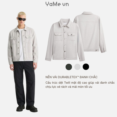Áo Khoác Kaki Nam DurableTex™ Vải Cotton Dày Dặn Chắn Gió Cản Bụi The Worker 011 Dáng Vừa Vặn F3 24838 |YaMe|