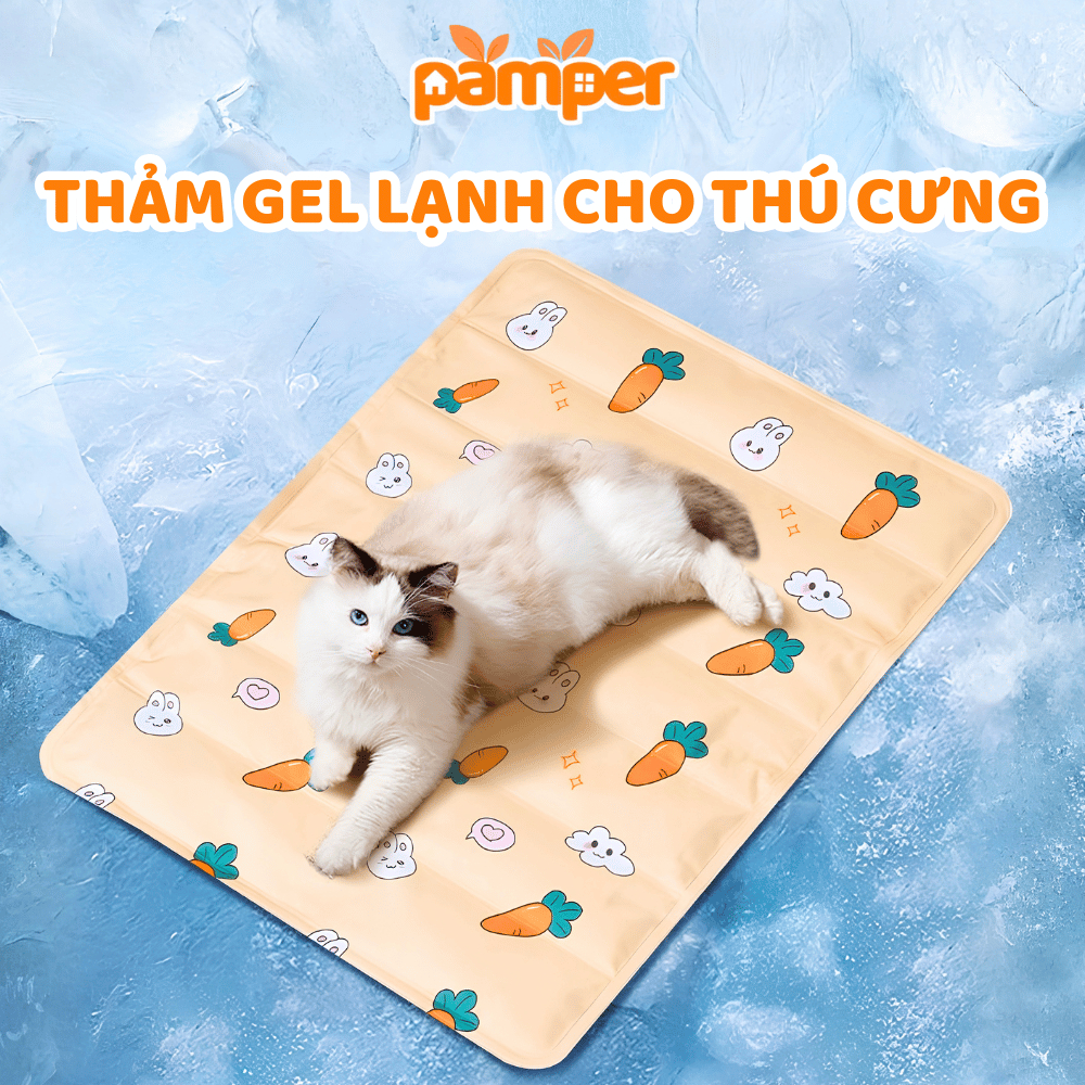 Thảm Gel Lạnh Làm Mát Tức Thì Cho Chó Mèo PAMPER, Đệm Điều Hòa Mùa Hè Cho Thú Cưng Tránh Nóng