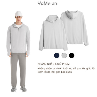 Áo Khoác Hoodie Nam Khóa Kéo Tiện Lợi AirDry™ Vải Nhẹ Thoáng Da The Minimalist 004 Dáng Ôm Vừa F2 24757 |YaMe|