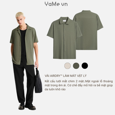 Áo Sơ Mi Nam Tay Ngắn AirDry™ Vải Nhẹ Thoát Mồ Hôi Nhanh The No Style 217 Dáng Vừa Vặn F3 24842 |YaMe|