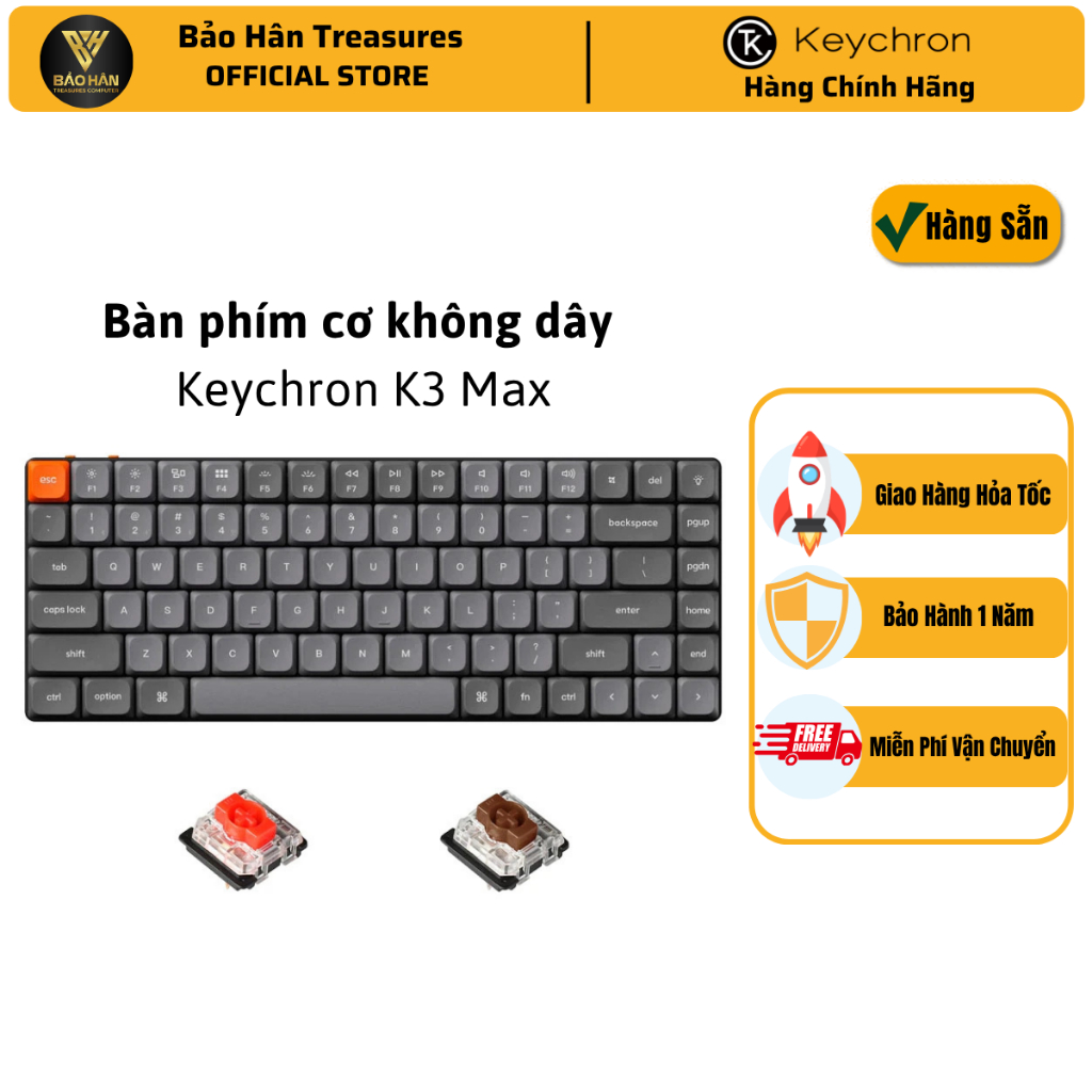 Bàn phím vi tính Keychron K3M/ K3 Max Gateron Backlight Keyboard - Hàng Chính Hãng